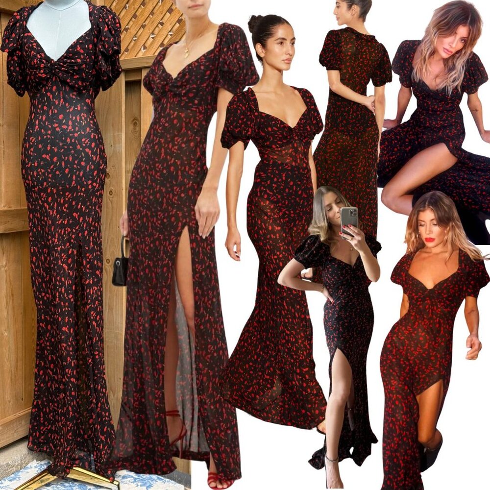 🆕 RAT & BOA 🧿 NWOT Magnolia Floral Dress, Red & Black, Semi-Sheer - Sz XL US10